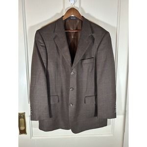 Stafford Executive Men’s Brown Windows Pane Plaid Sport Coat Blazer Size 44R